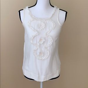 J. Crew White Tank with Ruffle Details.  Size 0.